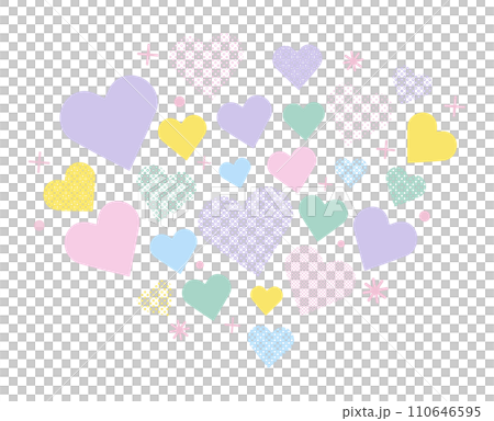 イースターに使えるカラフルなドットのハートが集まったベクターイラスト画像	 110646595