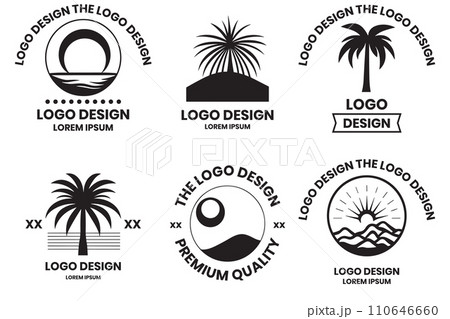 Coconut tree or sea logo in the concept of tourism in vintage style 110646660