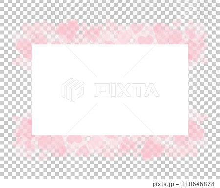 バレンタインに使えるピンクのハートのベクターフレーム画像	 110646878