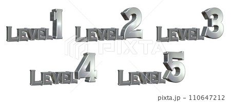 3DCG文字［Level1/Level2/Level3/Level4/Level5］シルバー,銀 110647212
