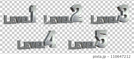3DCG文字［Level1/Level2/Level3/Level4/Level5］シルバー,銀 110647212