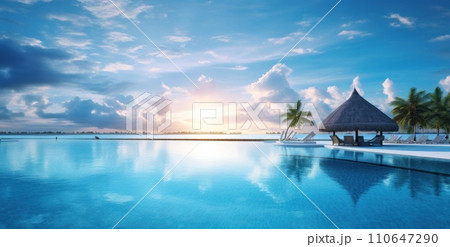 the swimming pool by lake tiki maldives 110647290