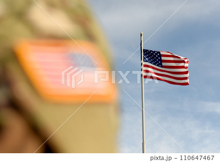American Soldiers and Flag of USA. US Army. US troops American Soldiers and Flag of USA. US Army. US troops 110647467