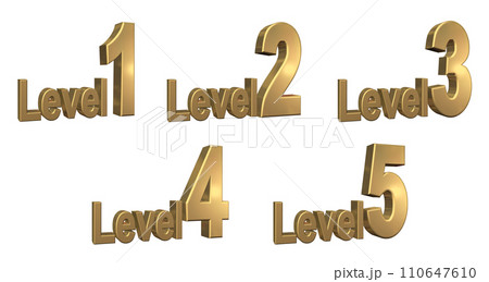 3DCG文字［Level1/Level2/Level3/Level4/Level5］ゴールド,金の 
