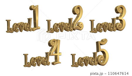 3DCG文字［Level1/Level2/Level3/Level4/Level5］ゴールド,金 110647614