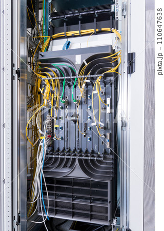 terabit internet router inside internet service provider data center 110647638