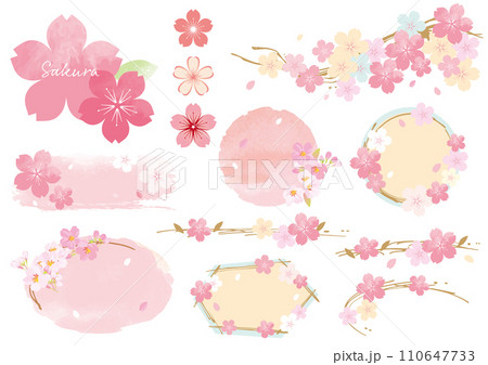 春の桜　フレーム素材セット 110647733