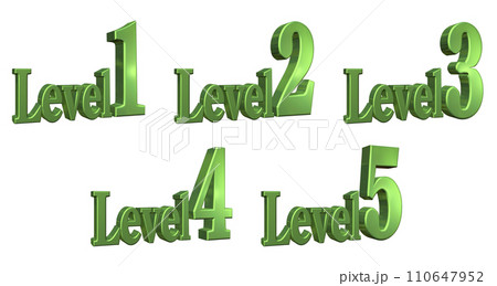 3DCG文字［Level1/Level2/Level3/Level4/Level5］グリーン,緑 110647952