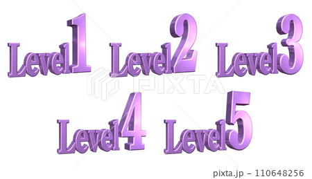 3DCG文字［Level1/Level2/Level3/Level4/Level5］パープル,紫 110648256