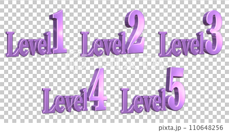 3DCG文字［Level1/Level2/Level3/Level4/Level5］パープル,紫 110648256