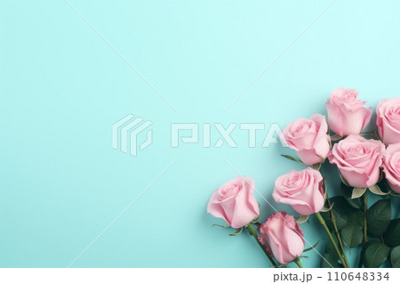 pink rose on lavender background top view pink rose on lavender background top view 110648334