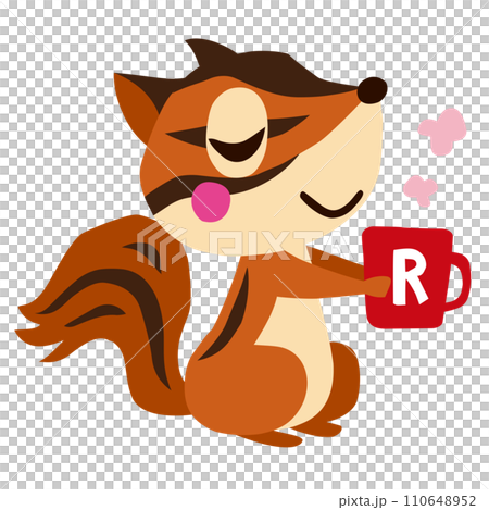 手描きのかわいいシマリスキャラクター23 (マグカップを持って ほっと一息ポーズ) 手描きのかわいいシマリスキャラクター23 (マグカップを持って ほっと一息ポーズ) 110648952