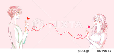 運命の赤い糸で結ばれた向かい合う男女 110649043