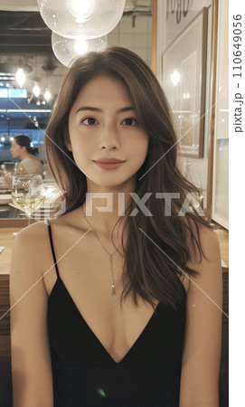 銀座のクラブのホステス　人気No.1の女性（AI生成画像） 110649056