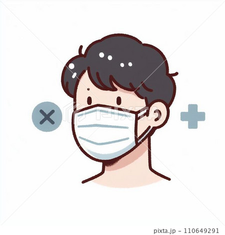 不織布マスクを着けている人物のイラスト 110649291