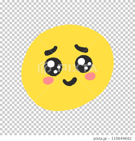 Cute hand-drawn emoticon smiling with bleary eyes - Design material of a happy and cheerful smile Cute hand-drawn emoticon smiling with bleary eyes - Design material of a happy and cheerful smile 110649682