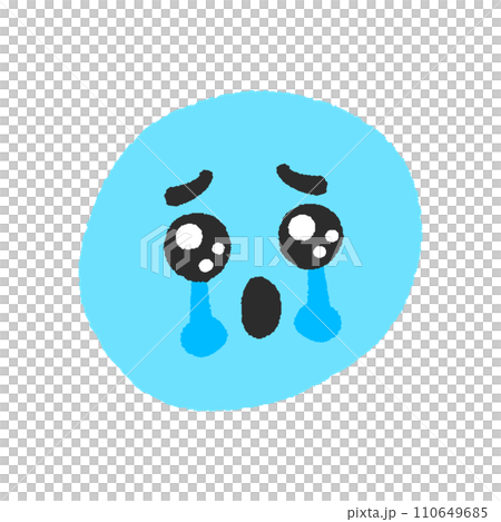 Emoji with tearful eyes - simple and cute hand-drawn tearful crying face design material 110649685