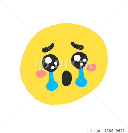 うるうるの目で涙を流す絵文字 - シンプルでかわいい手書きのぴえんな泣き顔のデザイン素材 うるうるの目で涙を流す絵文字 - シンプルでかわいい手書きのぴえんな泣き顔のデザイン素材 110649691