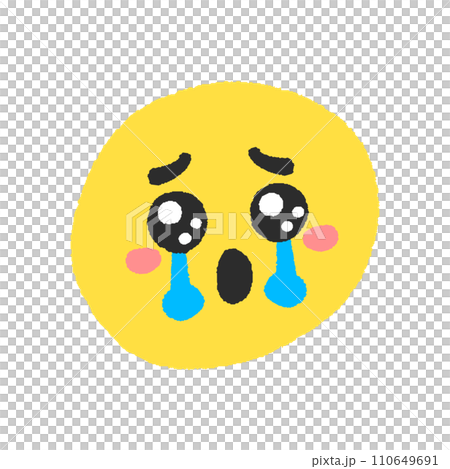 うるうるの目で涙を流す絵文字 - シンプルでかわいい手書きのぴえんな泣き顔のデザイン素材 うるうるの目で涙を流す絵文字 - シンプルでかわいい手書きのぴえんな泣き顔のデザイン素材 110649691