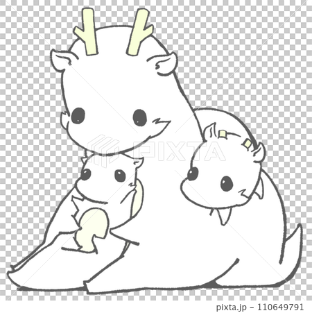 親子で戯れる辰（白色） 110649791