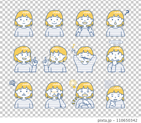 キッズ正面表情セットC 2C キッズ正面表情セットC 2C 110650342