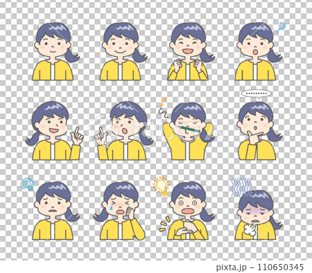 キッズ正面表情セットD 4C 110650345