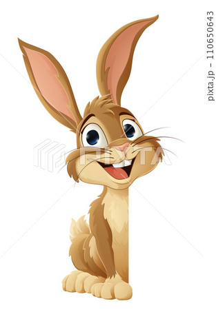 Easter Bunny Rabbit Peeking Around Sign Cartoon Easter Bunny Rabbit Peeking Around Sign Cartoon 110650643