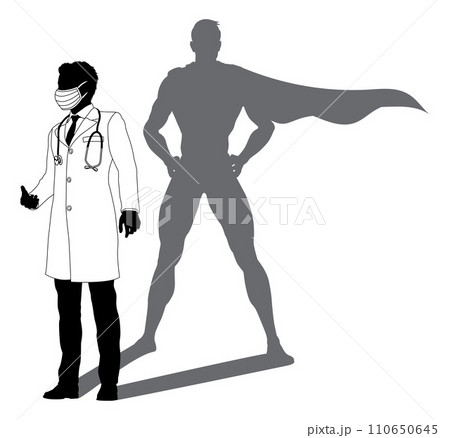 Superhero Doctor With Super Hero Shadow Silhouette 110650645