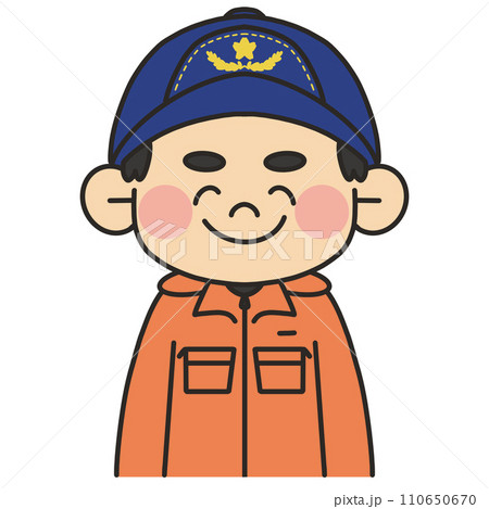 男性の消防士が正面を見て笑っているイラスト 110650670