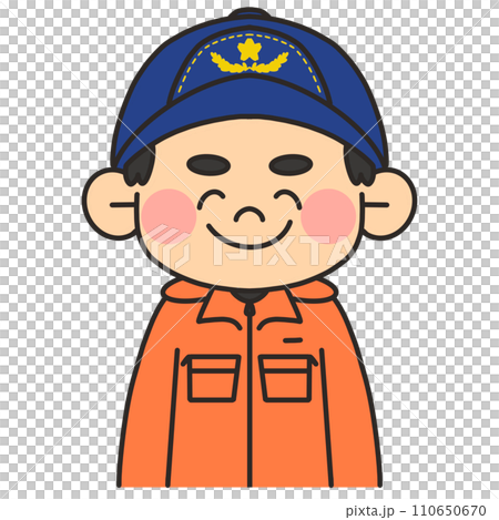 男性の消防士が正面を見て笑っているイラスト 110650670
