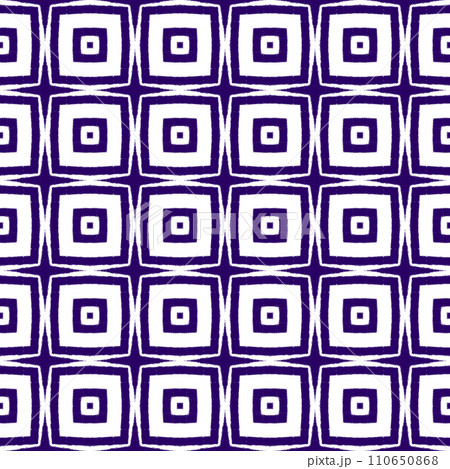 Ikat repeating swimwear design. Purple symmetrical kaleidoscope background. Textile ready fabulous print, swimwear fabric, wallpaper, wrapping. Summer ikat sweamwear pattern. Ikat repeating swimwear design. Purple symmetrical kaleidoscope background. Textile ready fabulous print, swimwear fabric, wallpaper, wrapping. Summer ikat sweamwear pattern. 110650868