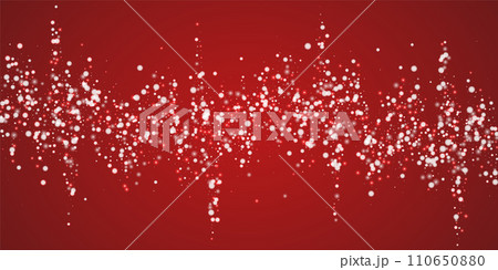 Snowfall overlay christmas background. Subtle flying snow flakes and stars on christmas red background. Festive snowfall overlay. Wide vector illustration. Snowfall overlay christmas background. Subtle flying snow flakes and stars on christmas red background. Festive snowfall overlay. Wide vector illustration. 110650880
