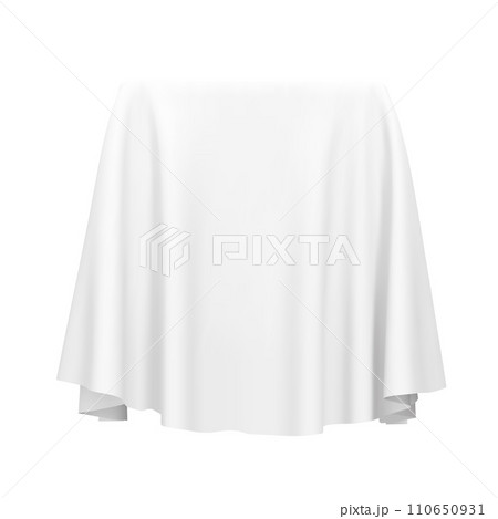 White fabric covering a cube or rectangular shape 110650931
