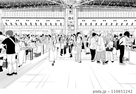 漫画風ペン画イラスト アミューズメント施設_即売会場 漫画風ペン画イラスト アミューズメント施設_即売会場 110651242