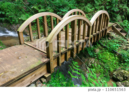 南天の滝へ通じる橋 岐阜県川辺町 南天の滝へ通じる橋 岐阜県川辺町 110651563