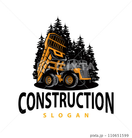 Truck logo heavy vehicle mining truck transportation design vector illustration template 110651599