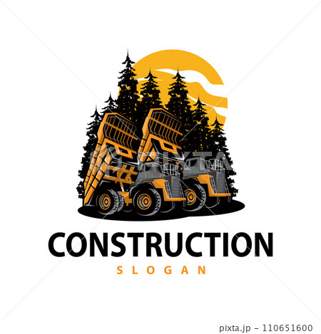 Truck logo heavy vehicle mining truck transportation design vector illustration template 110651600