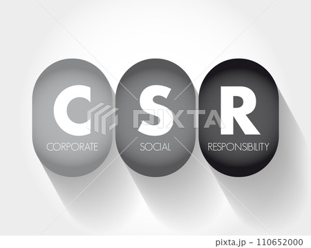 CSR Corporate Social Responsibility - type of business self-regulation with the aim of being socially accountable, acronym text concept background 110652000
