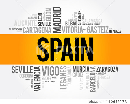 List of cities in Spain word cloud, Spanish municipalities, business and travel concept background List of cities in Spain word cloud, Spanish municipalities, business and travel concept background 110652178
