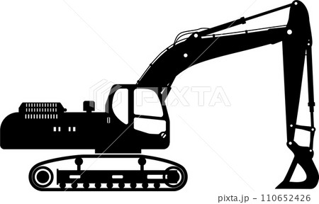 Silhouette of Excavator Icon in Flat Style. Vector Illustration 110652426
