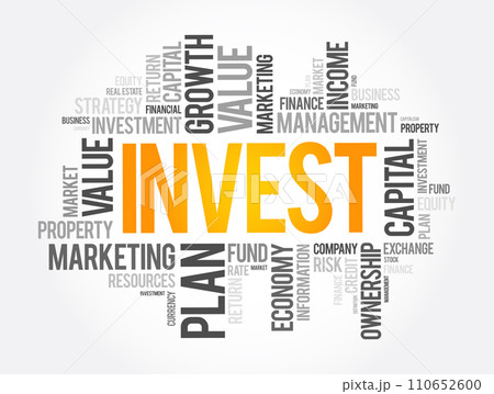 Invest word cloud collage, business concept background 110652600