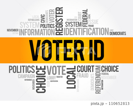 Voter ID word cloud collage , social concept background 110652813