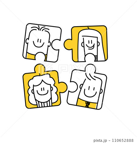 People avatars in puzzle form element inside. 110652888