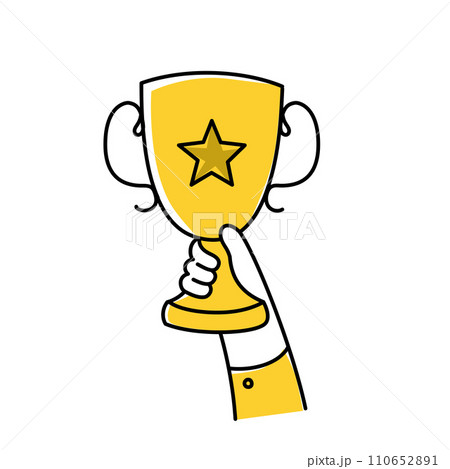 Businessman holding winner's cup. Businessman holding winner's cup. 110652891