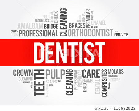 Dentist word cloud collage, health concept background 110652925
