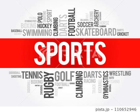 Sports word cloud collage, hobbies and leisure concept background 110652946