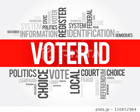 Voter ID word cloud collage , social concept background 110652964