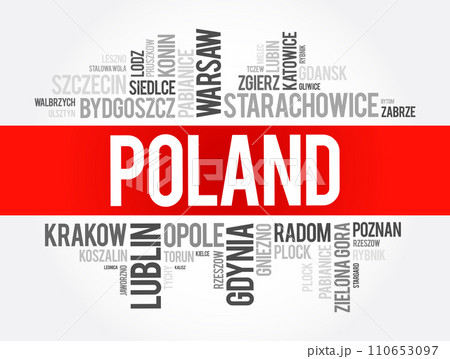 List of cities and towns in Poland, word cloud collage, business and travel concept background List of cities and towns in Poland, word cloud collage, business and travel concept background 110653097