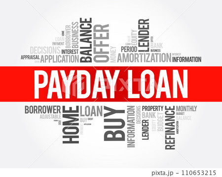 Payday Loan word cloud collage, business concept background Payday Loan word cloud collage, business concept background 110653215