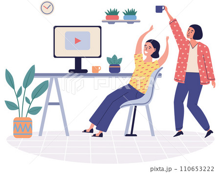 Office playing vector illustration. The office playing concept explores interplay between work and leisure in professional setting Balancing work and play in office c lead to greater job satisfaction 110653222